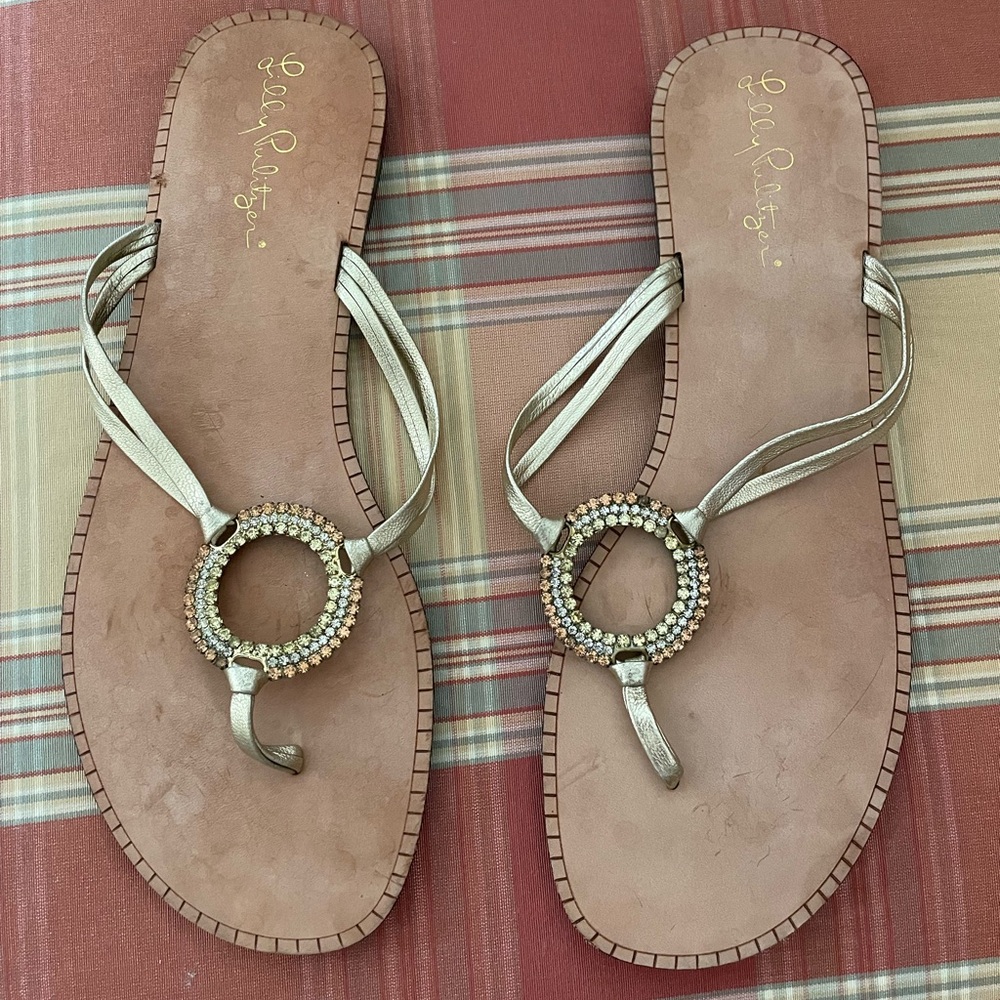 Lilly Pulitzer Gold Stones Sandals